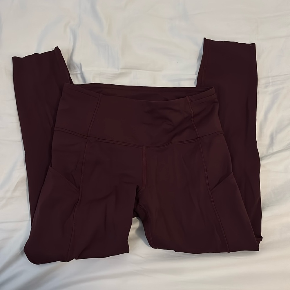 Women's High-Waist Leggings in Deep Burgundy